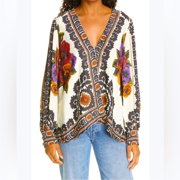 FARM Rio Tops - FARM Rio Black & Cream Floral Embroidered Open-Front Jacket